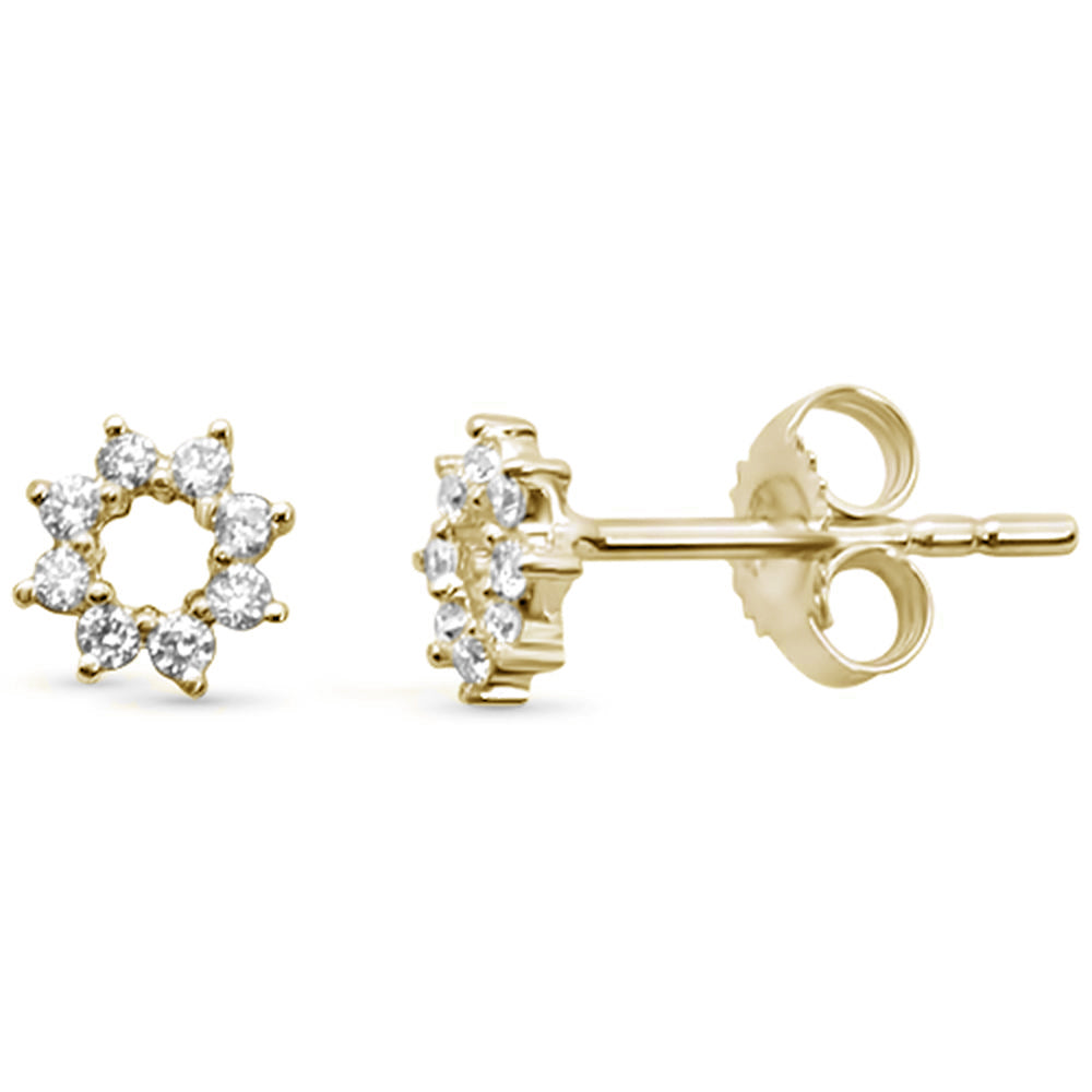 Muse Jewelry .14ct F SI 14K Yellow Gold Trendy Circle Cut Out Cute Stud Diamond Earrings