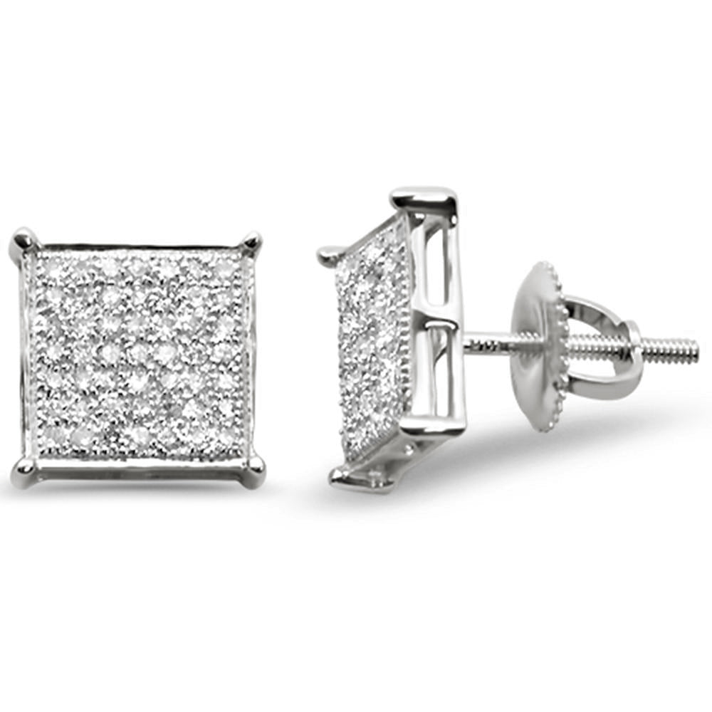Muse Jewelry .35CT G SI 10KT White Gold Diamond Square Micro Pave Stud Earrings