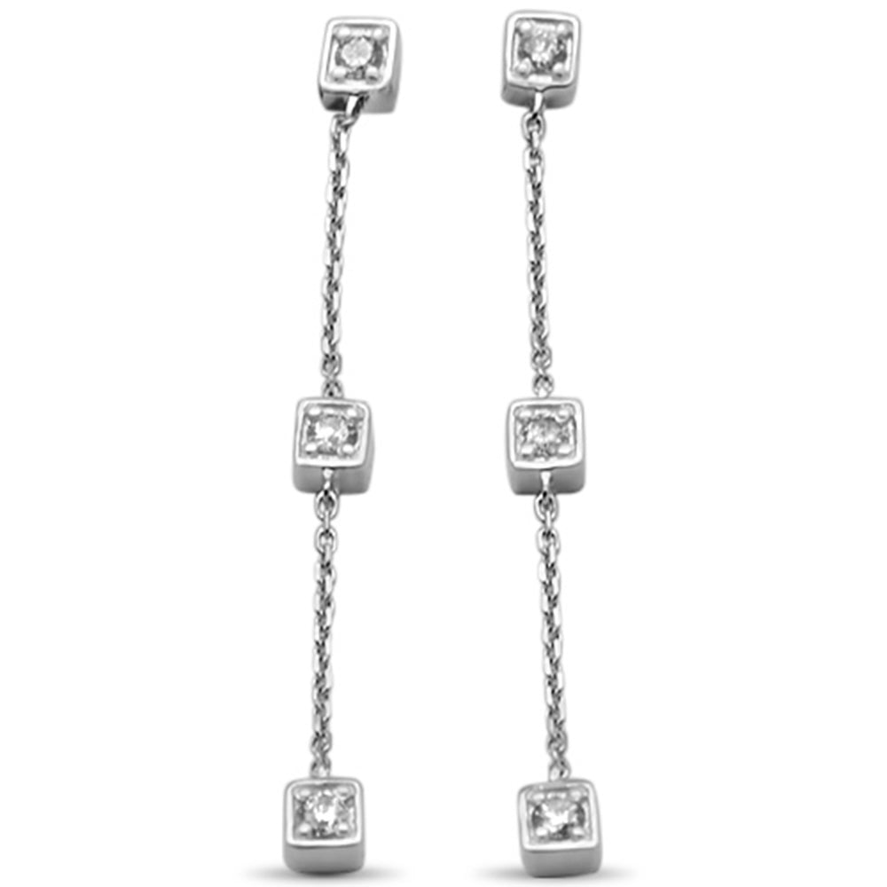 Muse Jewelry .24ct G SI 14K White Gold Diamond Square Shaped Drop Dangle Earrings
