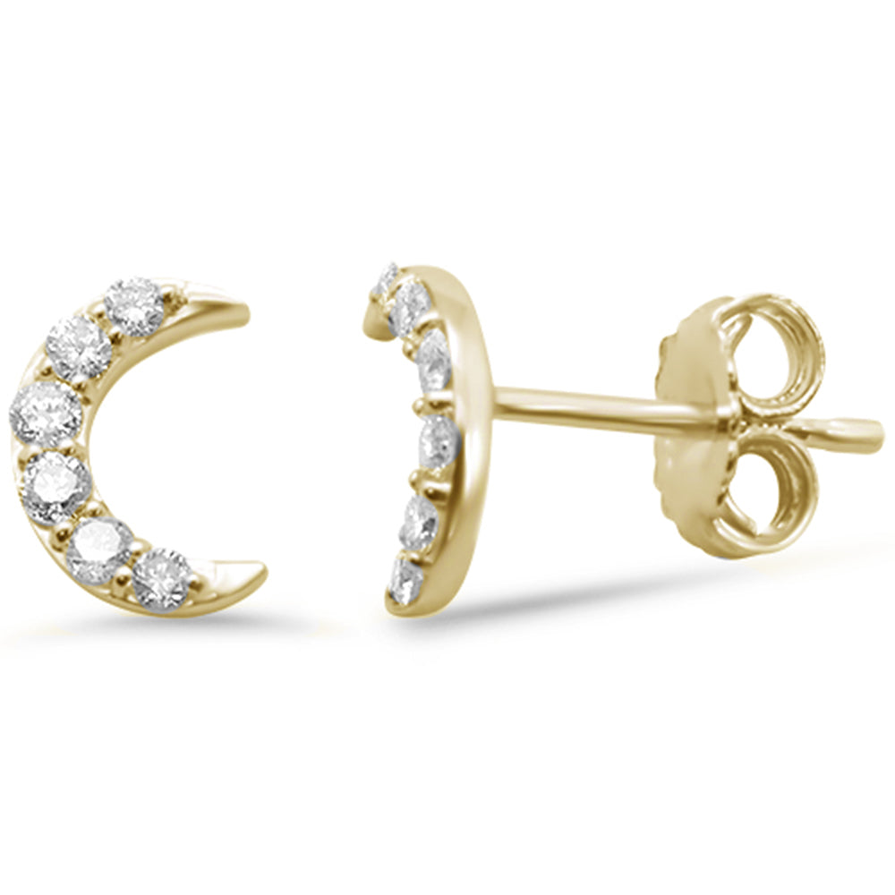 Muse Jewelry .22ct G SI 14K Yellow Gold Diamond Cresent Moon Shaped Stud Earrings