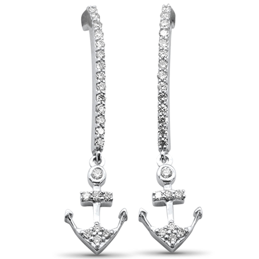 Muse Jewelry .27ct G SI 14K White Gold Diamond Anchor Dangling Earrings