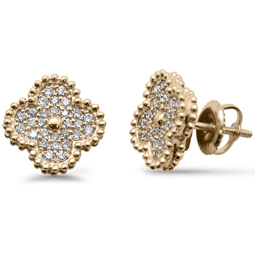Muse Jewelry .42ct G SI 14K Yellow Gold Diamond Clover Flower Shaped Earrings