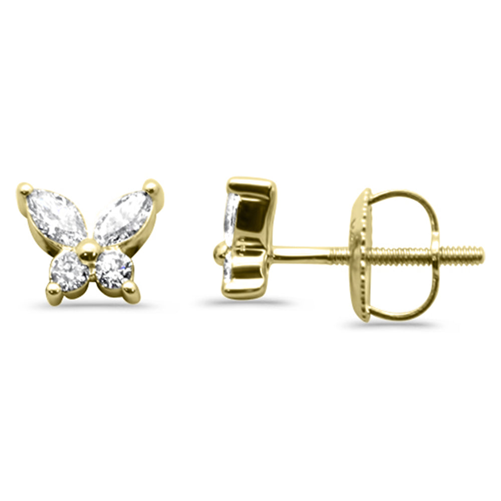 Muse Jewelry .33ct G SI 14K Yellow Gold Diamond Bunny Ears Style Earrings Screw Backings