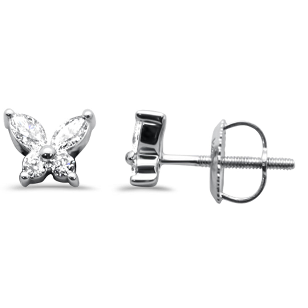 Muse Jewelry .31ct G SI 14K White Gold Diamond Bunny Ears Style Earrings Screw Backings