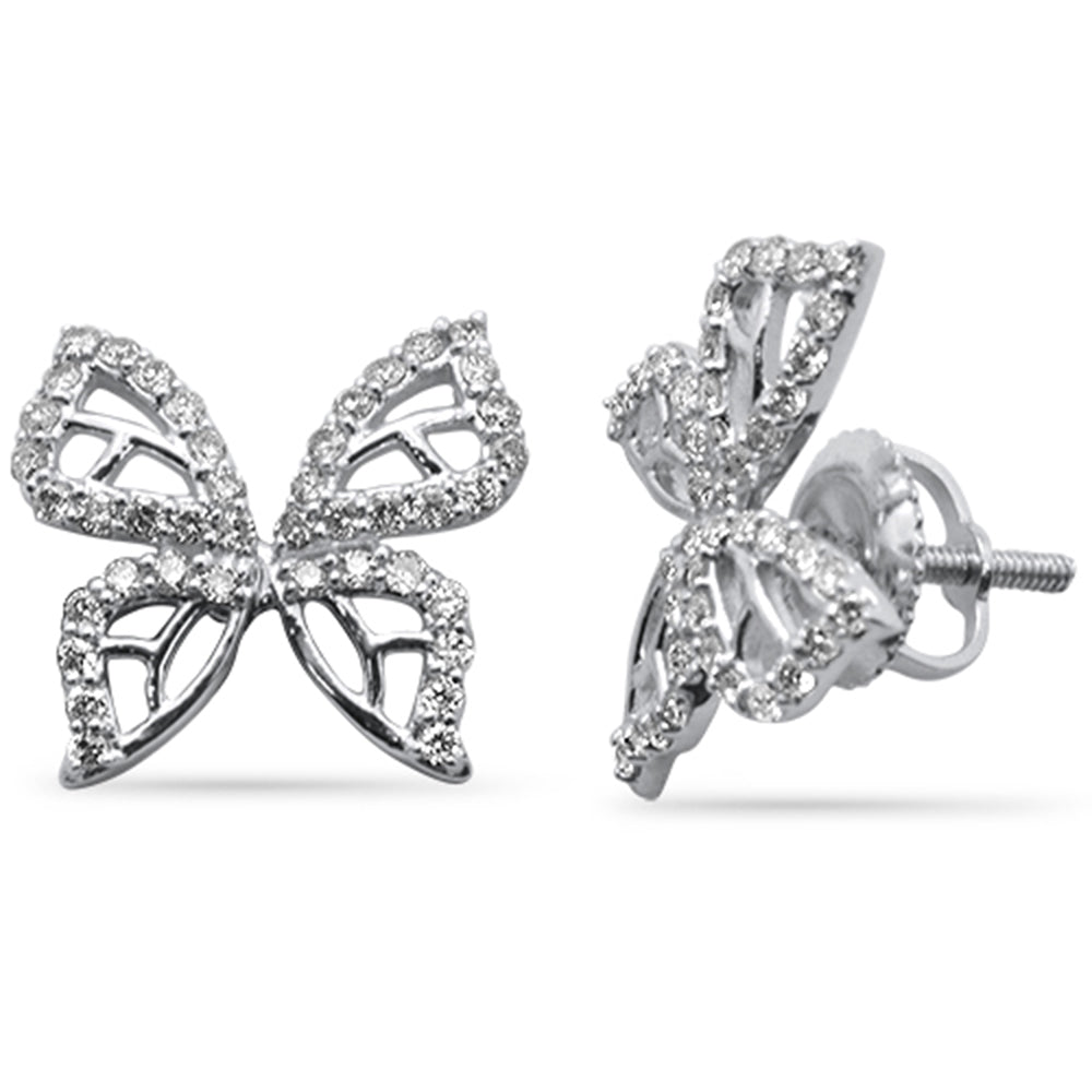 Muse Jewelry .40ct G SI 14K White Gold Diamond Butterfly Earrings Screw Back