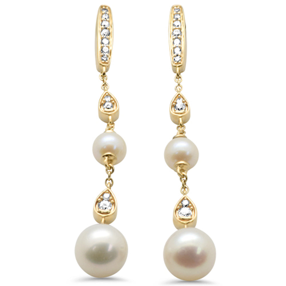 Muse Jewelry .32ct G SI 14K Yellow Gold Diamond Pearl Drop Earrings