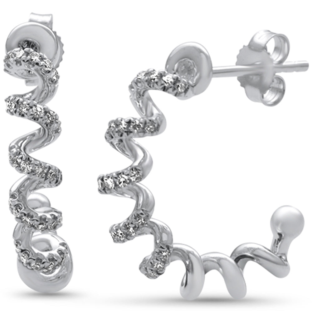 Muse Jewelry .24ct G SI 14K White Gold Diamond Spiral Earrings
