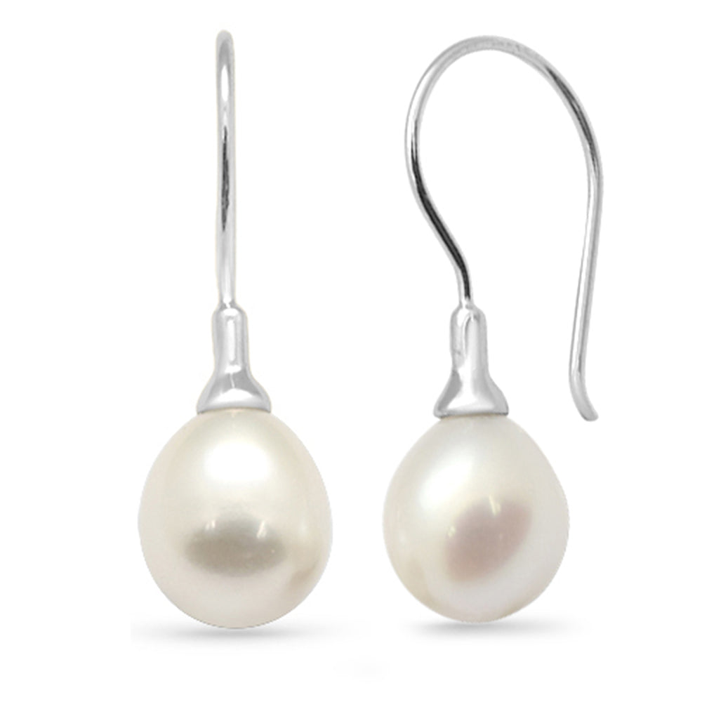 Muse Jewelry G SI 14K White Gold Diamond Pearl Hook Earrings Hook Post