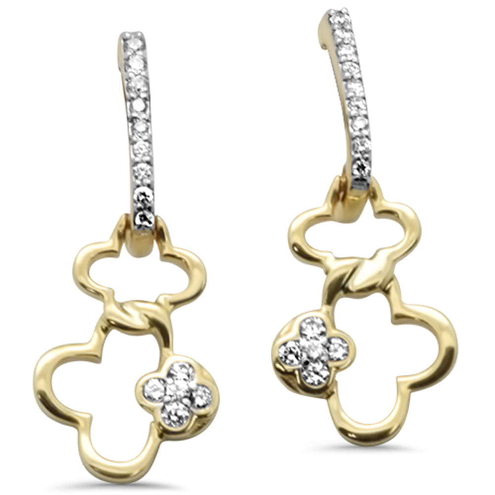Muse Jewelry .21ct G SI 14K Yellow Gold Diamond Flower Dangling Earrings