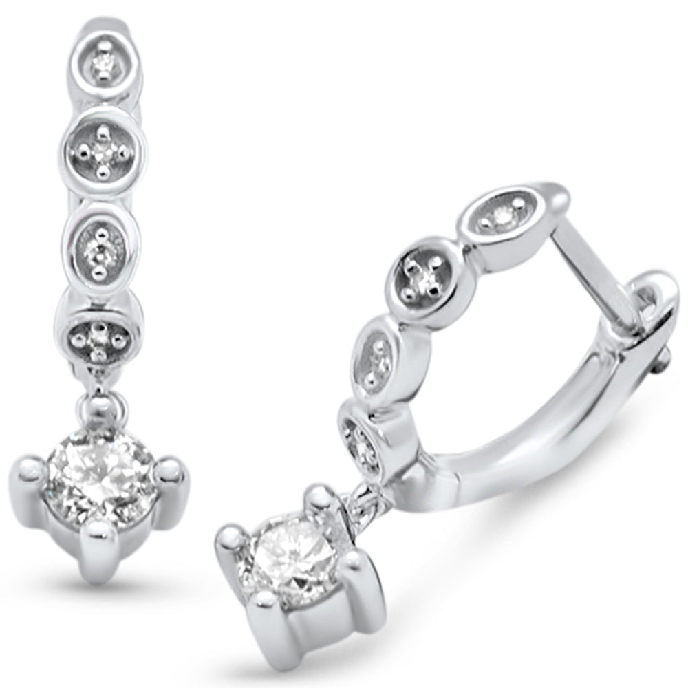 Muse Jewelry .33ct G SI 14K White Gold Diamond Dangling Round Diamond Hoop Earrings