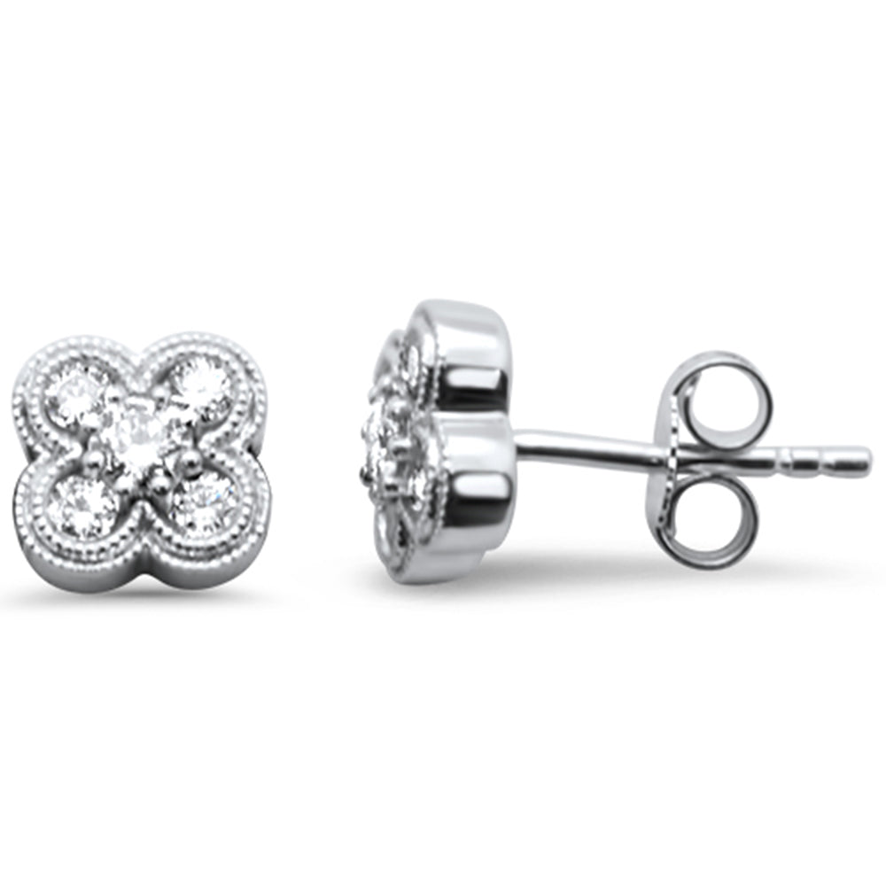 Muse Jewelry .38ct G SI 14K White Gold Diamond Clover Flower Stud Earrings