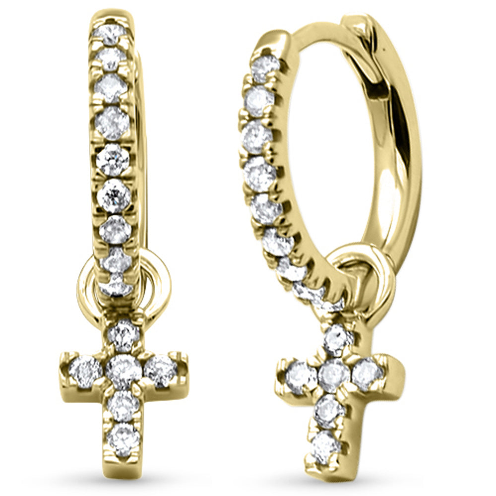 Muse Jewelry .33ct G SI 14K Yellow Gold Diamond Dangling Cross Earrings