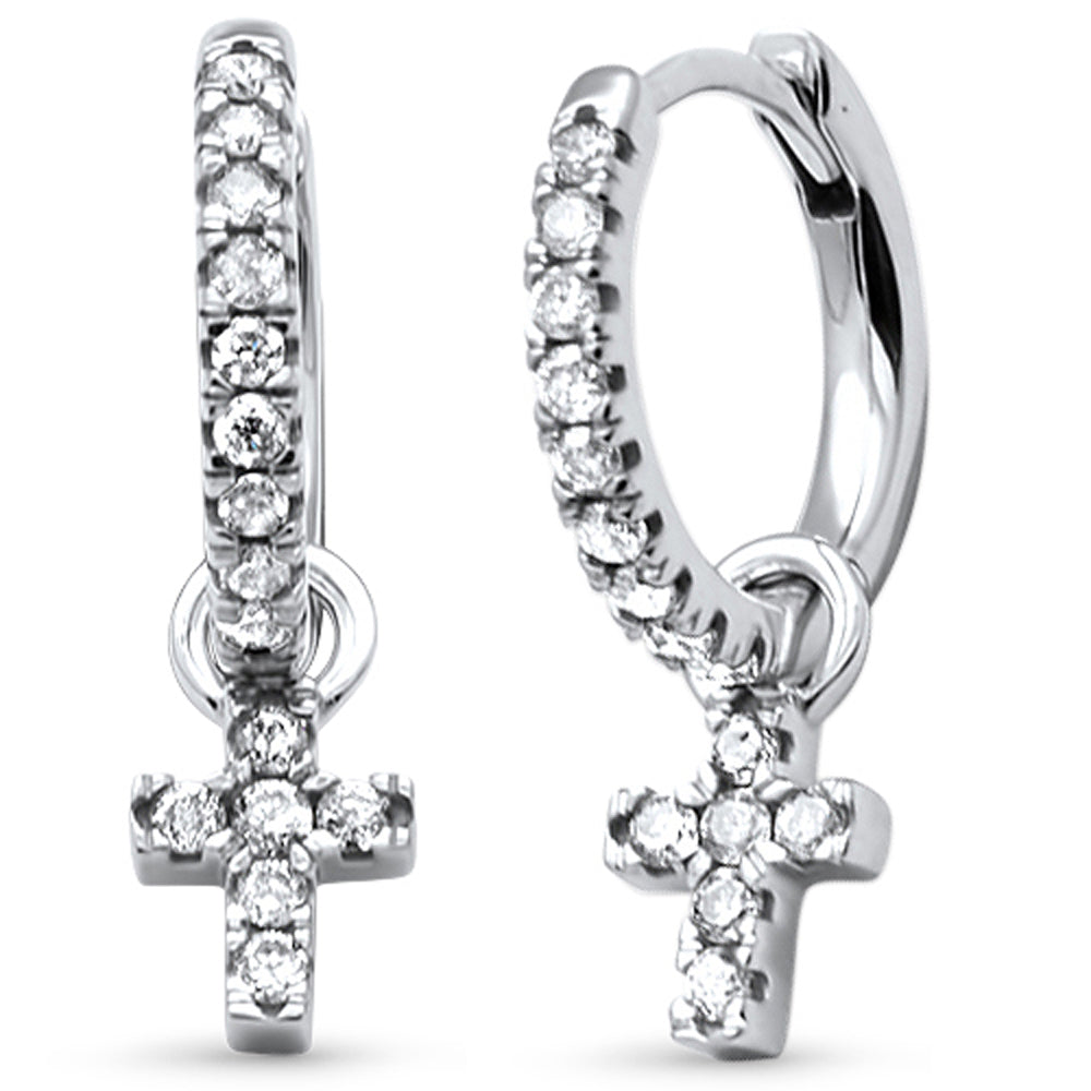 Muse Jewelry .33ct G SI 14K White Gold Diamond Dangling Cross Earrings