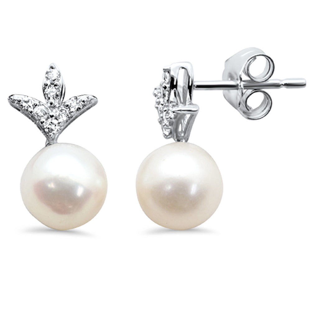 Muse Jewelry 3.45ct G SI 14K White Gold Diamond Pearl Dangling Earings
