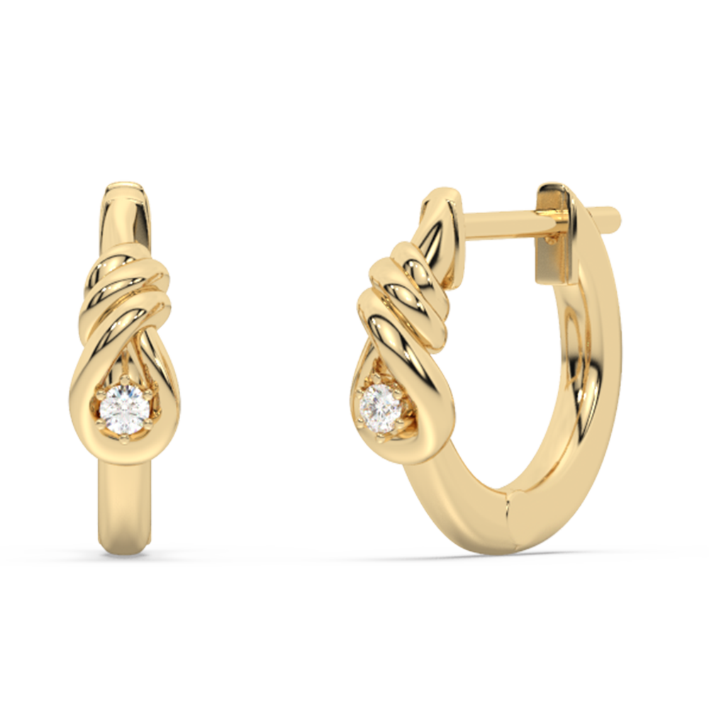Muse Jewelry .04ct G SI 14K Yellow Gold Diamond Knot Style Hoop Earrings