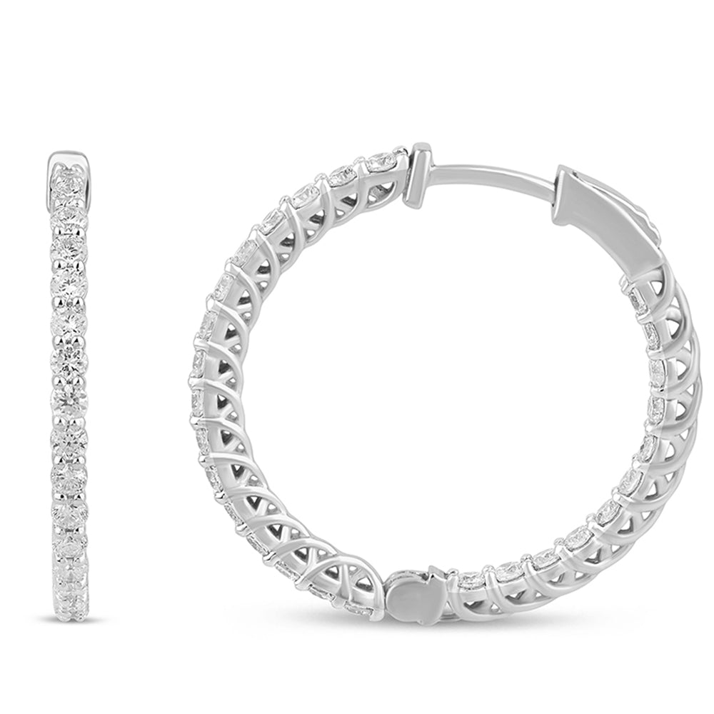 Muse Jewelry 1.54ct G SI 14K White Gold Diamond Hoop Earrings
