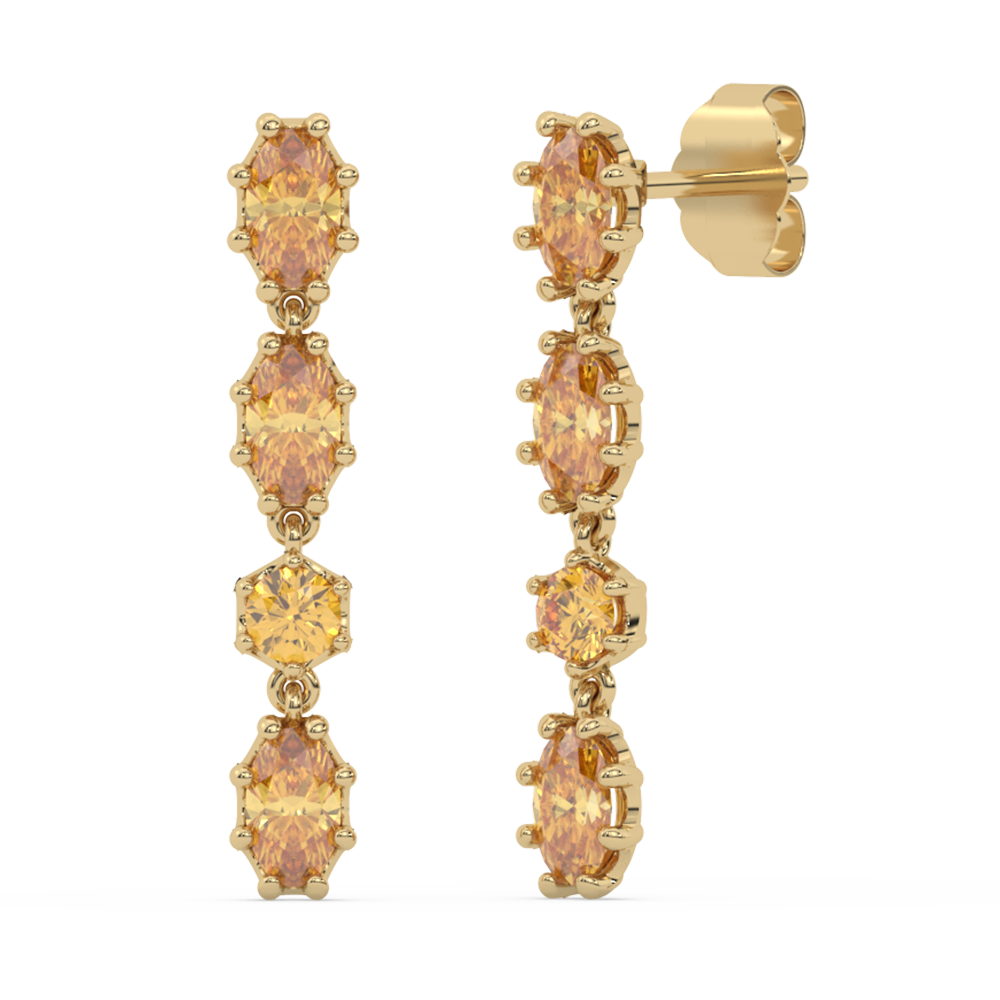 Muse Jewelry 1.75ct G SI 14K Yellow Gold Citrine Gemstones Drop Earrings
