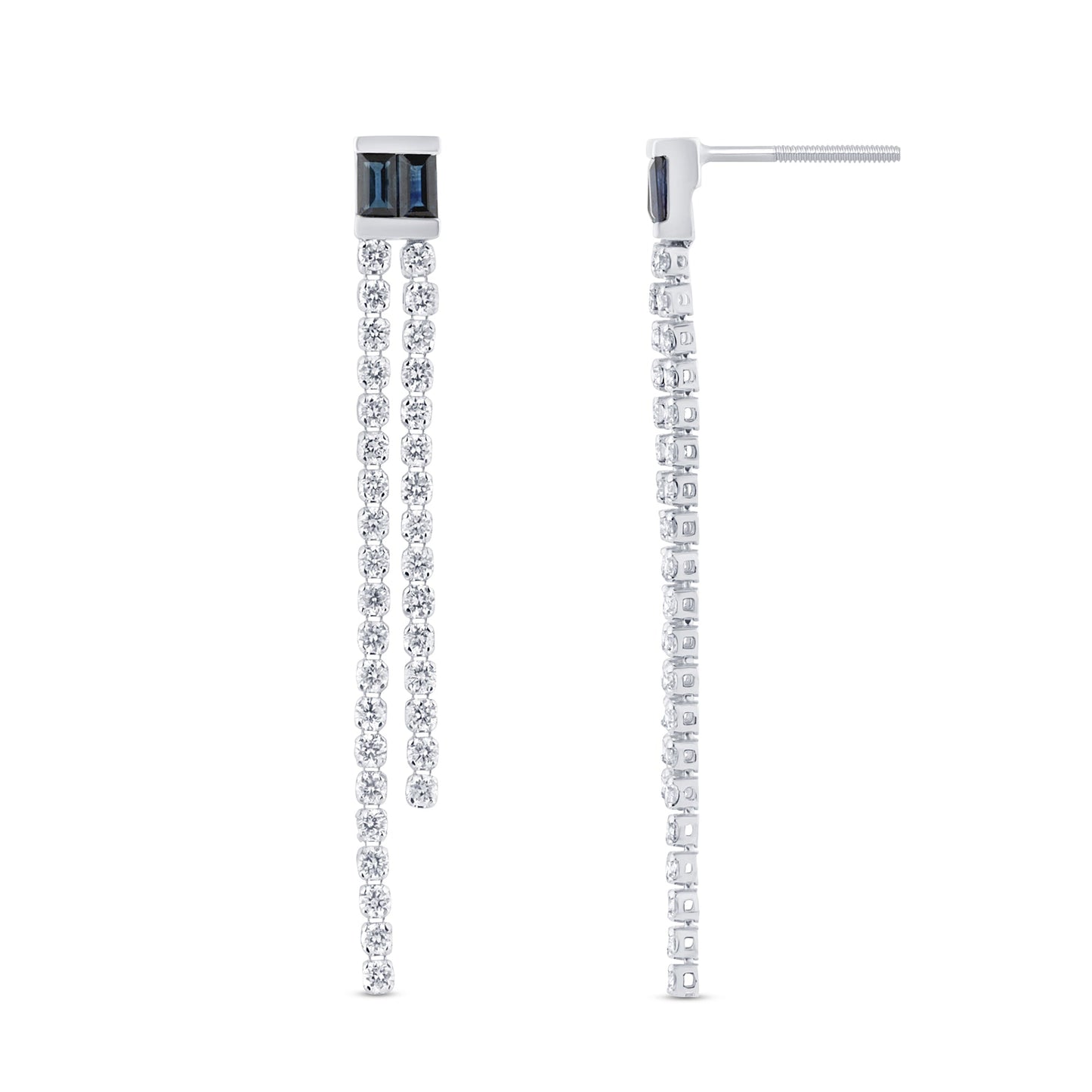 Muse Jewelry 1.58ct G SI 14K White Gold Diamond & Blue Sapphire Gemstone Drop Earrings