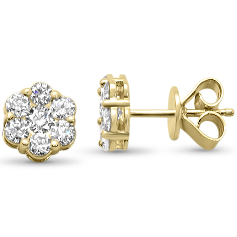 Muse Jewelry .99ct G SI 14K Yellow Gold Diamond Flower Stud Earrings