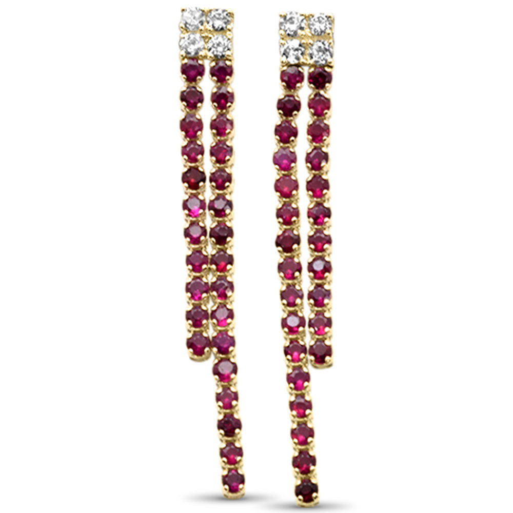 Muse Jewelry 1.03ct G SI 14K Yellow Gold Diamond & Ruby Gemstones Drop Earrings