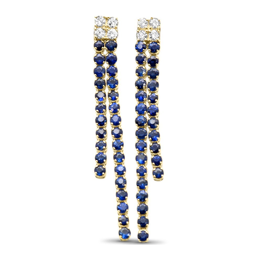 Muse Jewelry 1.10ct G SI 14K Yellow Gold Diamond & Blue Sapphire Gemstones Drop Earrings