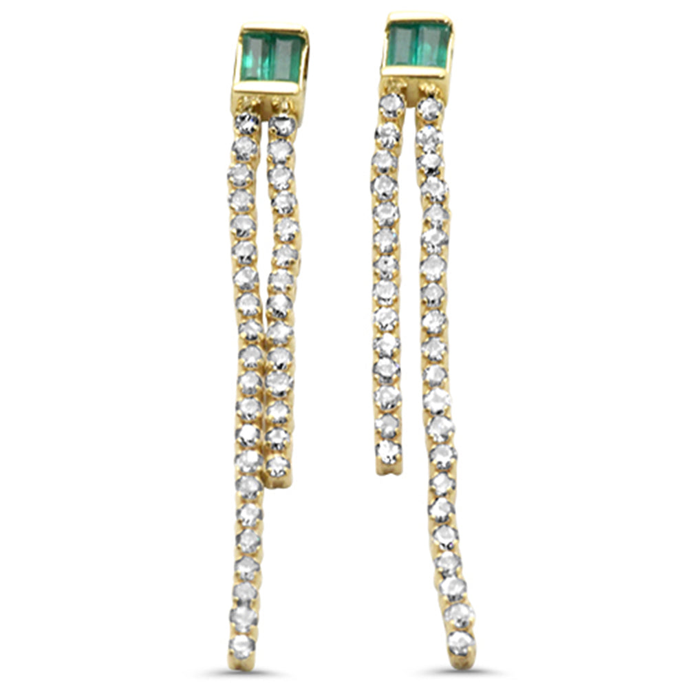 Muse Jewelry 1.48ct G SI 14K Yellow Gold Diamond & Emerald Gemstones Drop Earrings