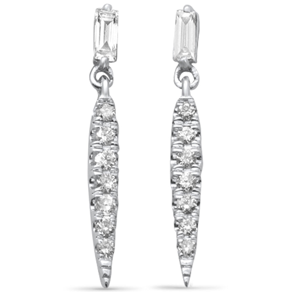 Muse Jewelry .26ct G SI 14K White Gold Round & Baguette Diamond Drop Earrings