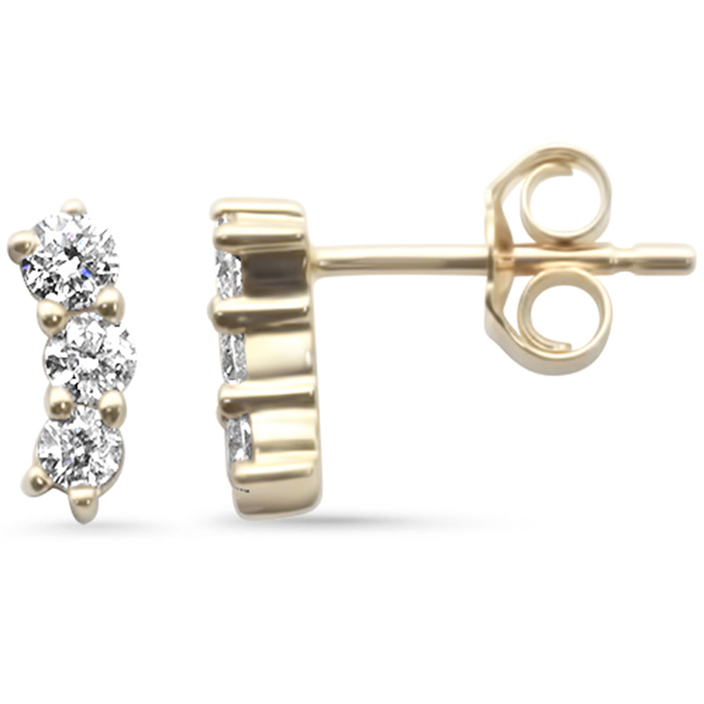 Muse Jewelry .33ct G SI 14K Yellow Gold Three Stone Diamond Petite Earrings