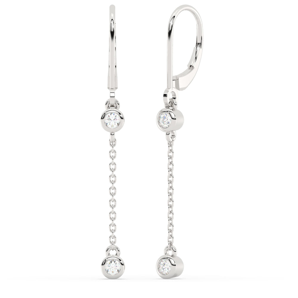 Muse Jewelry .25ct G SI 14K White Gold Diamond Drop Hoop Earrings