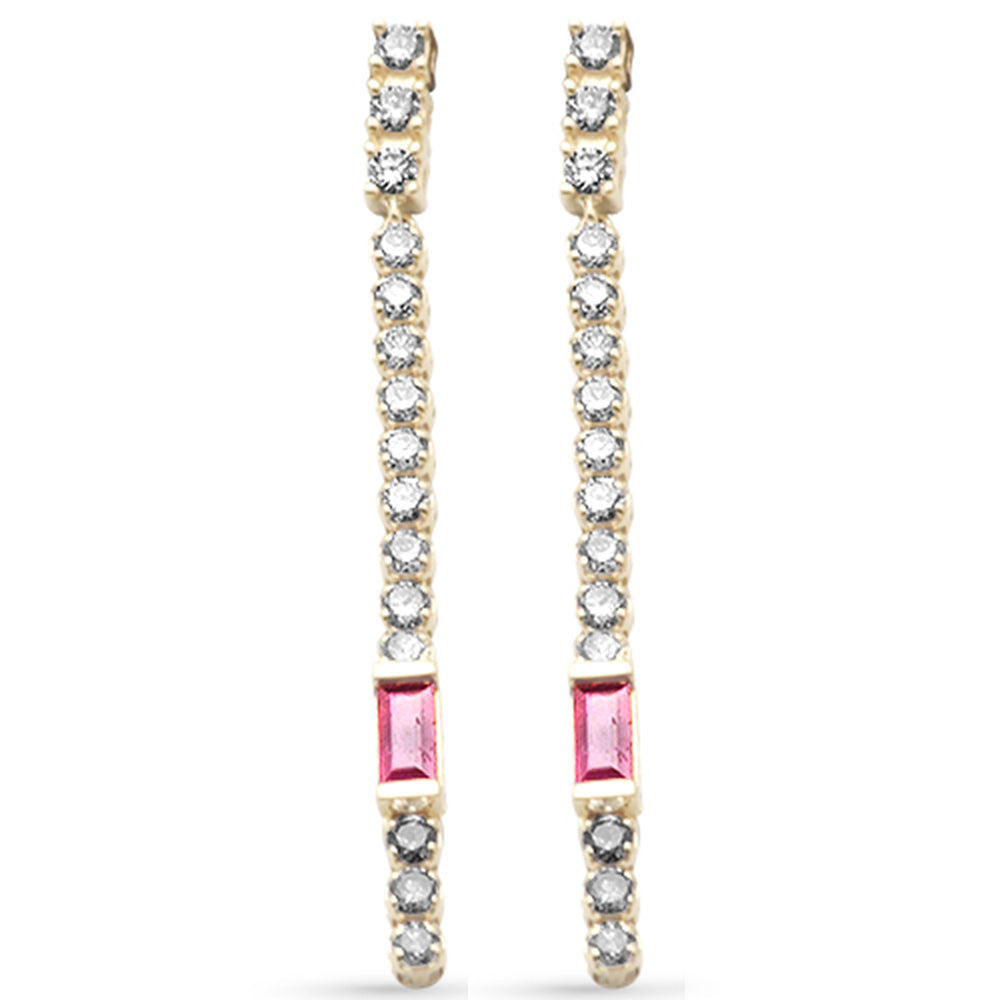 Muse Jewelry 1.43ct G SI 14K Yellow Gold Diamond & Ruby Gemstones Drop Earrings