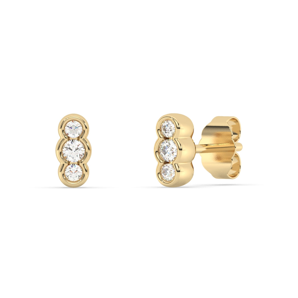 Muse Jewelry .20ct G SI 14K Yellow Gold Three Stone Diamond Petite Earrings