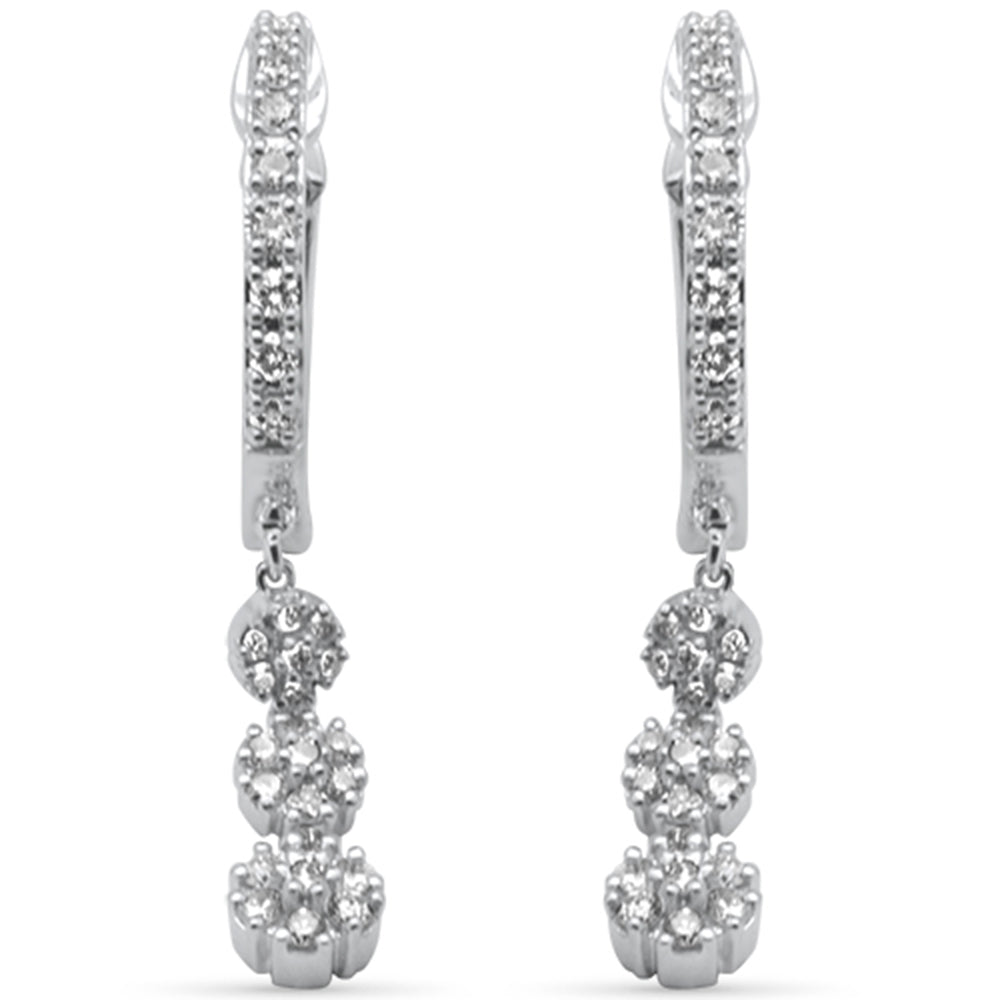 Muse Jewelry .33ct G SI 14K White Gold Diamond Hoop Dangling Earrings