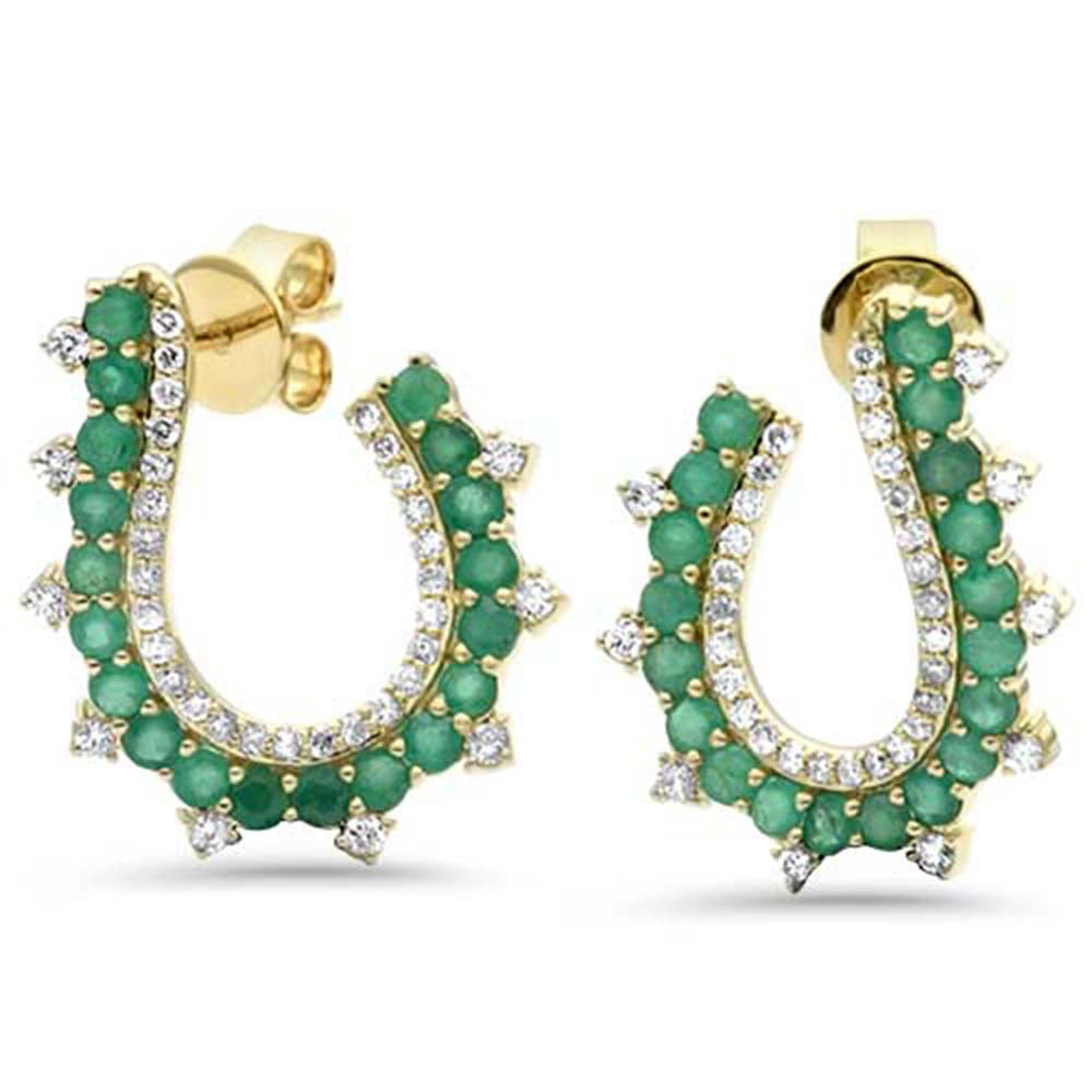 Muse Jewelry 1.86ct G SI 14K Yellow Gold Diamond & Emerald Gemstones J Earrings
