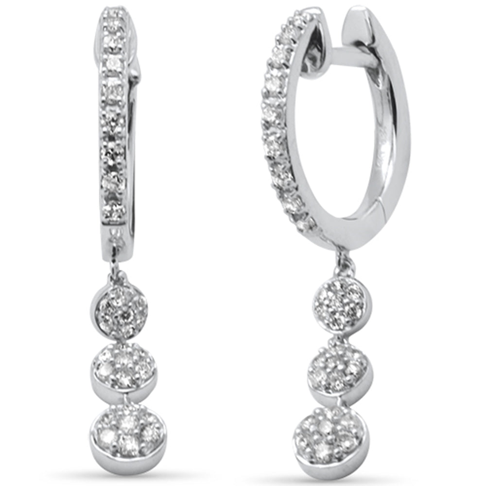 Muse Jewelry .34ct G SI 14K White Gold Diamond Dangling Hoop Earrings