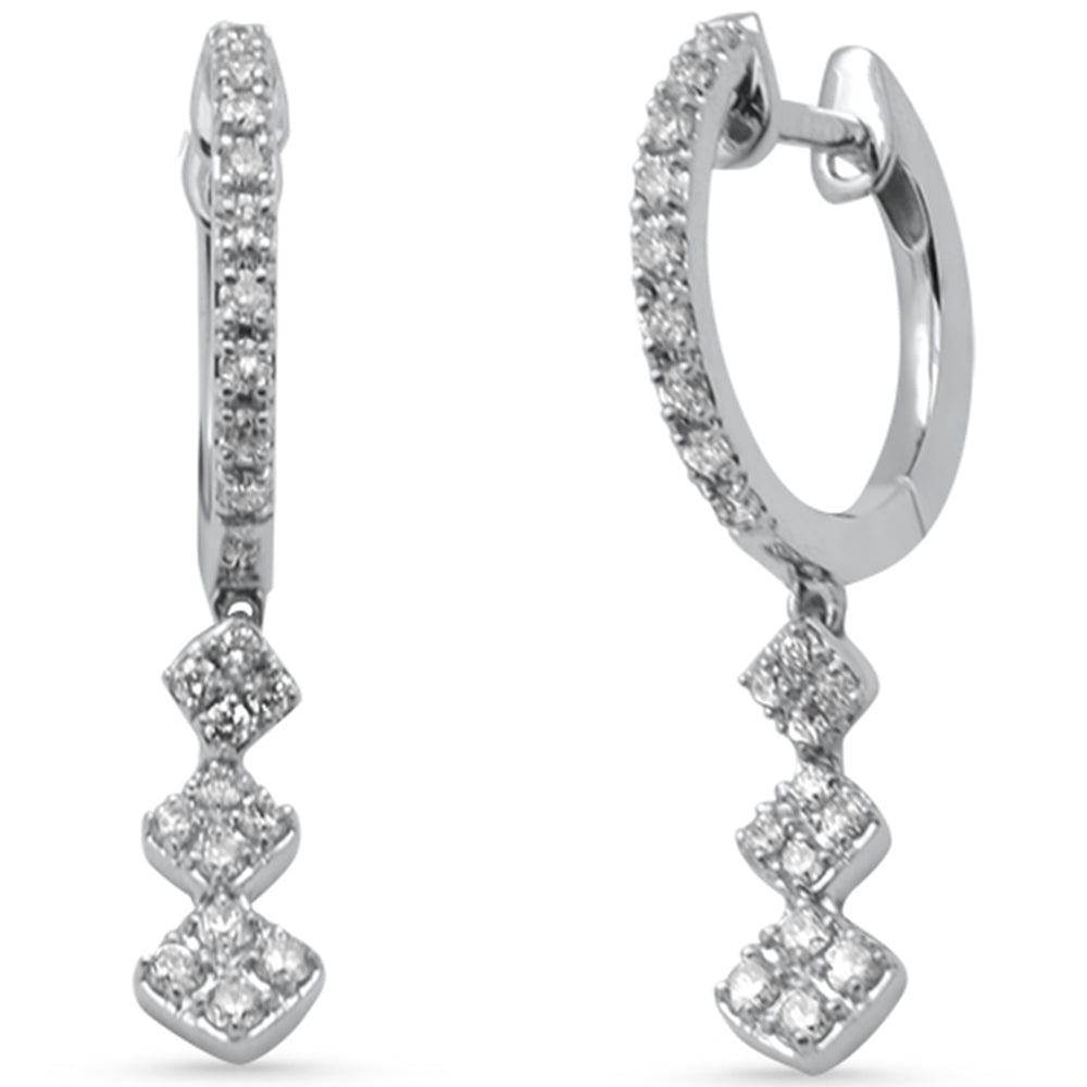 Muse Jewelry .33ct G SI 14K White Gold Diamond Dangling Hoop Earrings