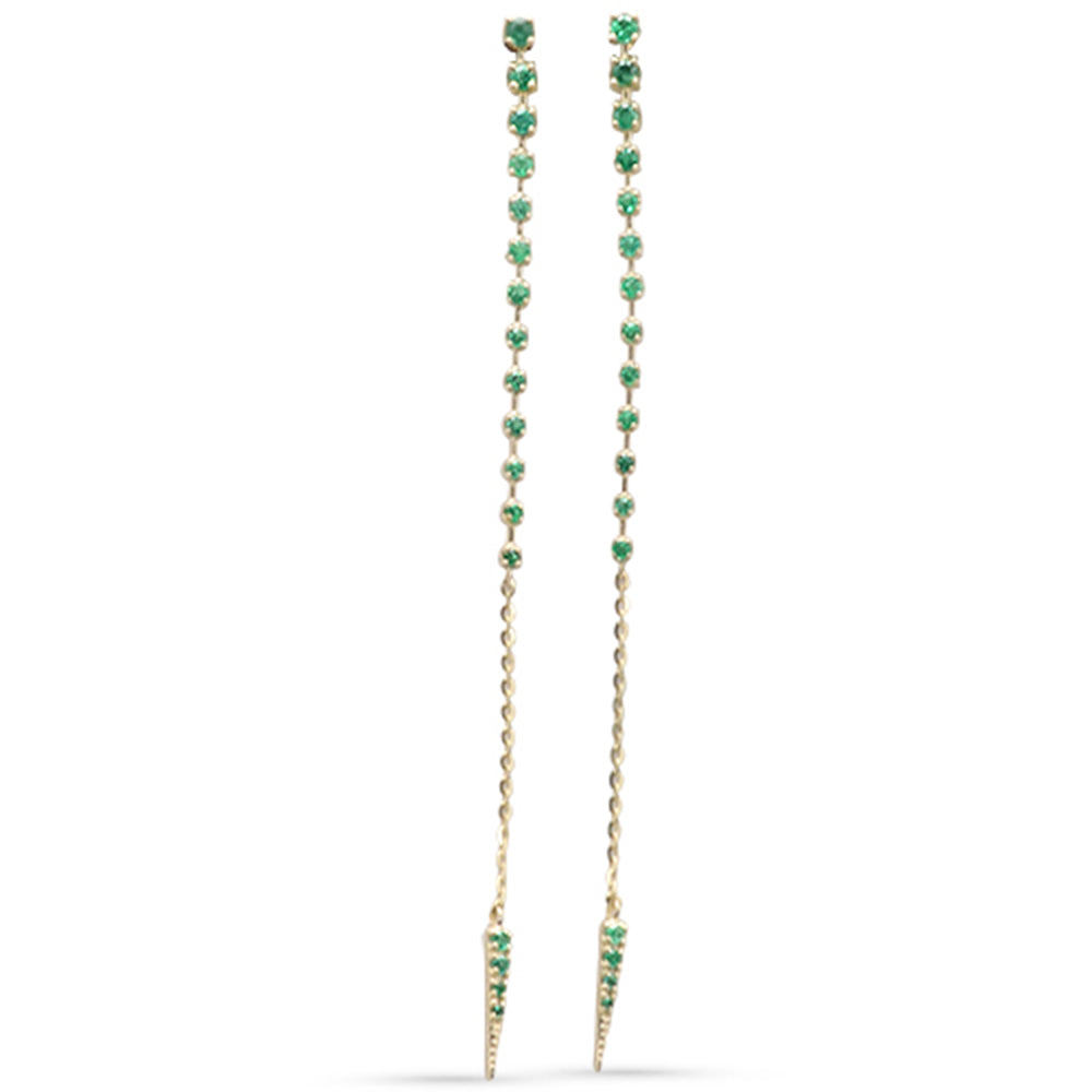 Muse Jewelry .26ct G SI 14K Yellow Gold Diamond & Emerald Gemstones Drop Earrings