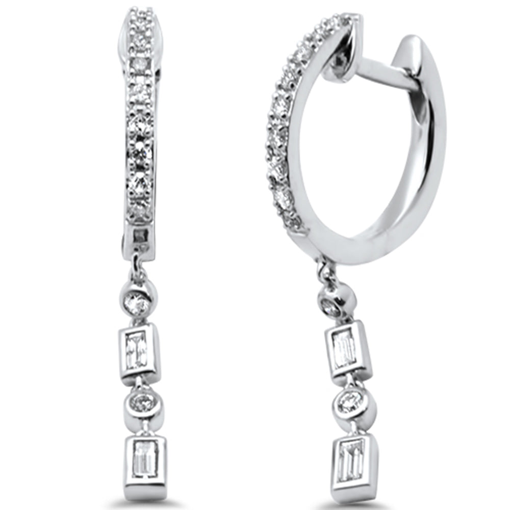 Muse Jewelry .27ct G SI 14K White Gold Diamond Dangling Hoop Earrings