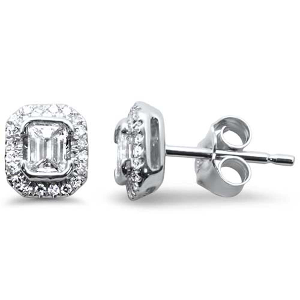 Muse Jewelry .48ct G SI 14K White Gold Diamond & Emerald Earrings Push Backings