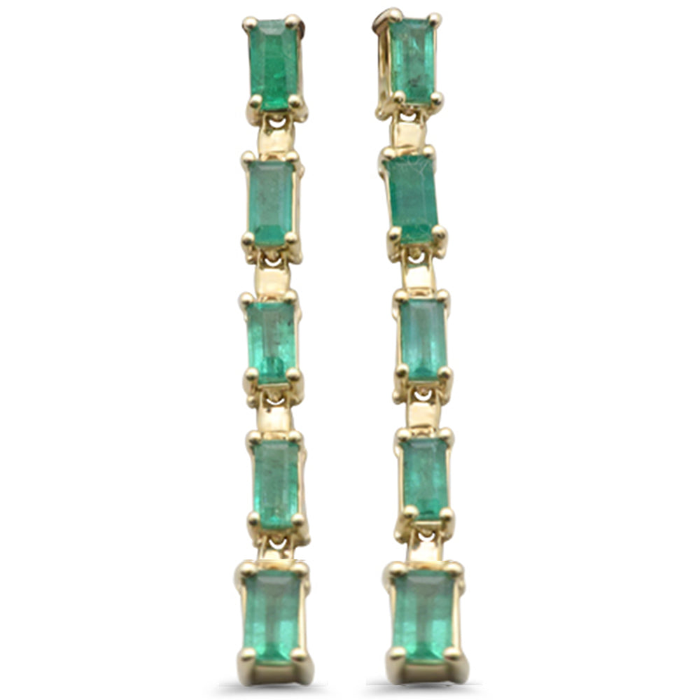 Muse Jewelry 1.35ct G SI 14K Yellow Gold Emerald Gemstones Dangling Earrings