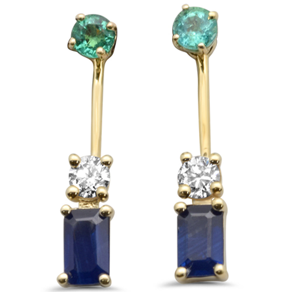 Muse Jewelry 1.04ct G SI 14K Yellow Gold Diamond & Multi Color Gemstones Drop Earrings