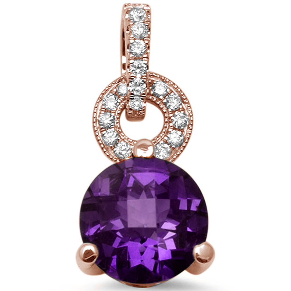 Muse Jewelry 1.93ct 14K Rose Gold Amethyst & Diamond Pendant