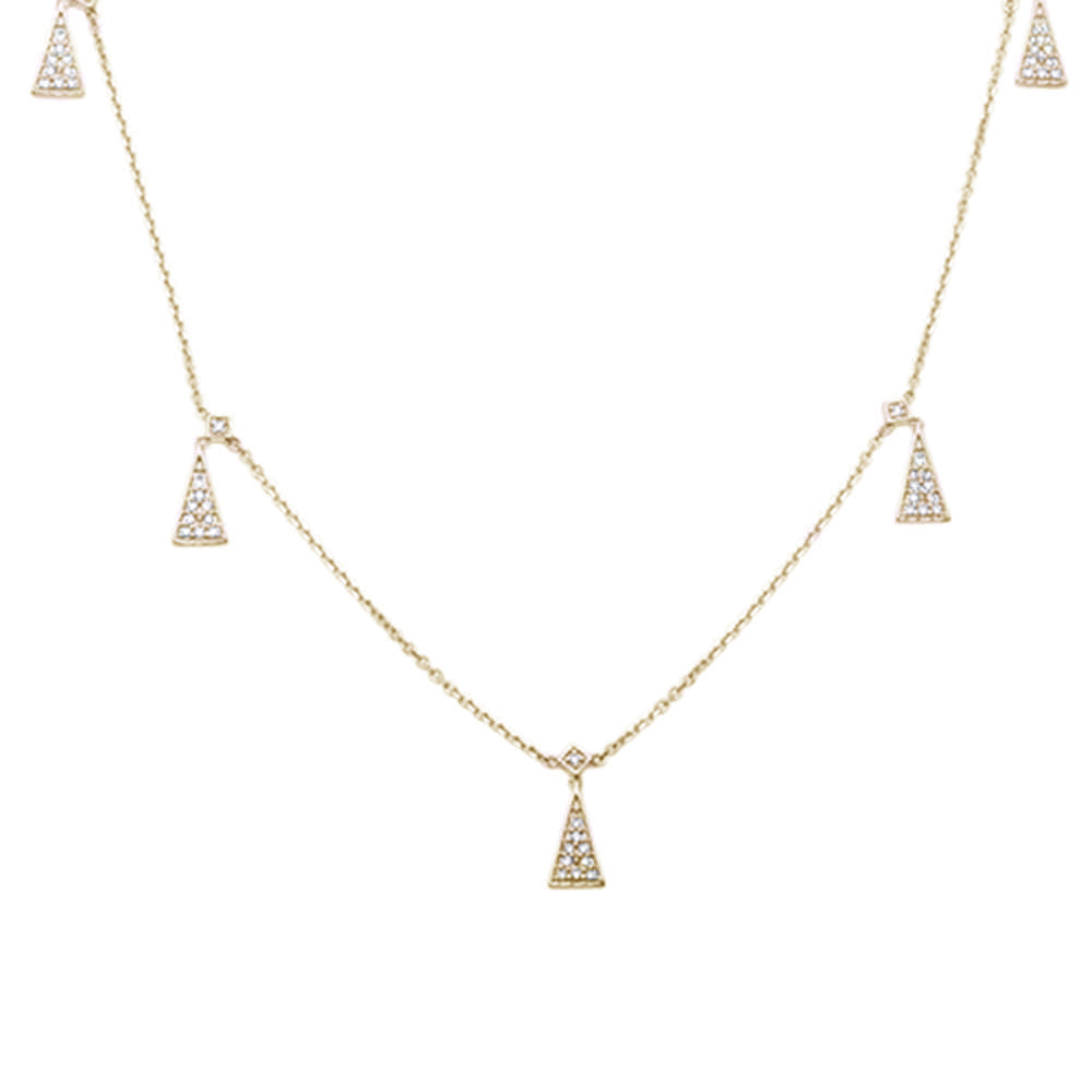 Muse Jewelry .17ct 14kt Yellow Gold Trendy Triangle Round Diamond Pendant 18" Necklace