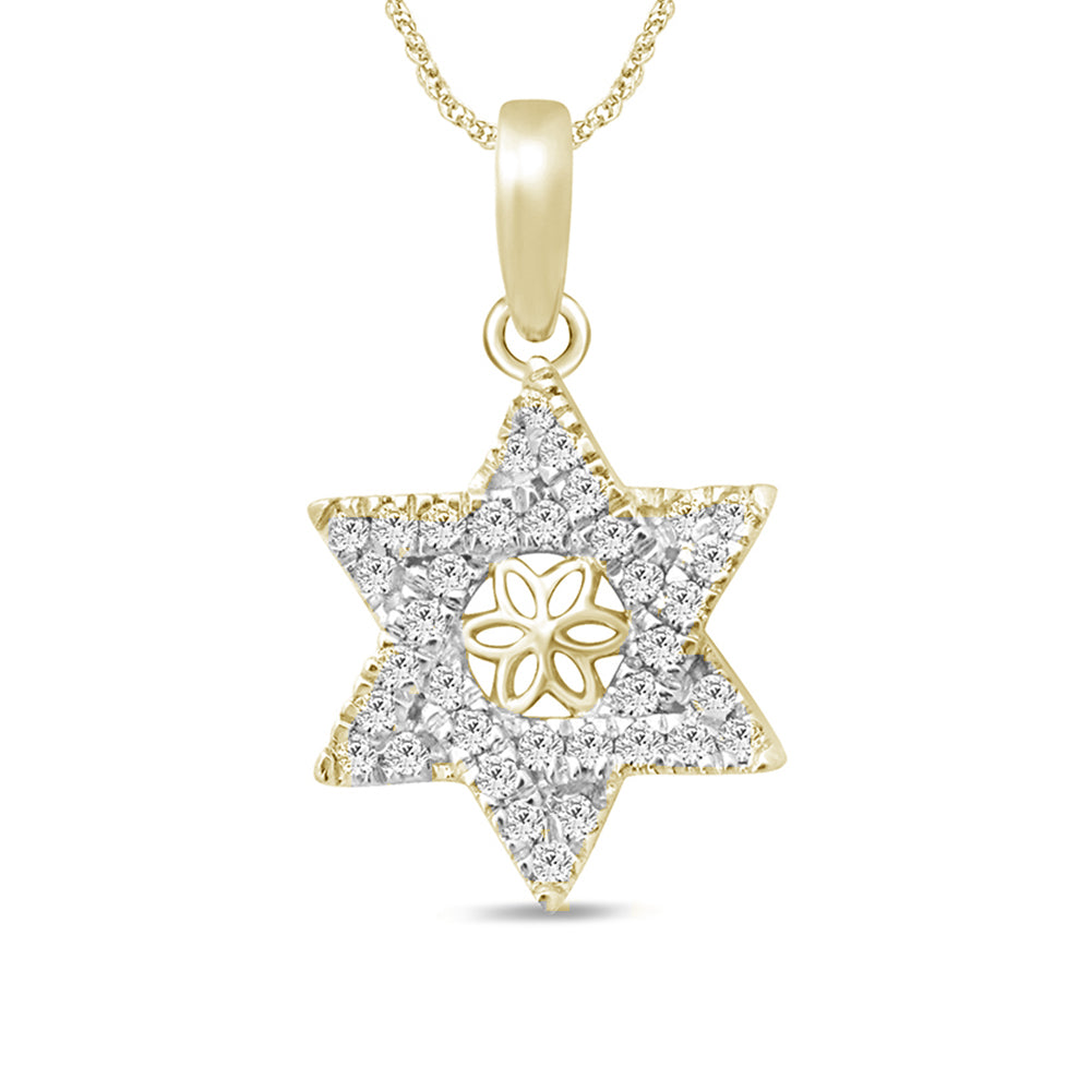 Muse Jewelry .14ct 14k Yellow Gold Jewish Star of David Diamond Pendant Necklace 18"