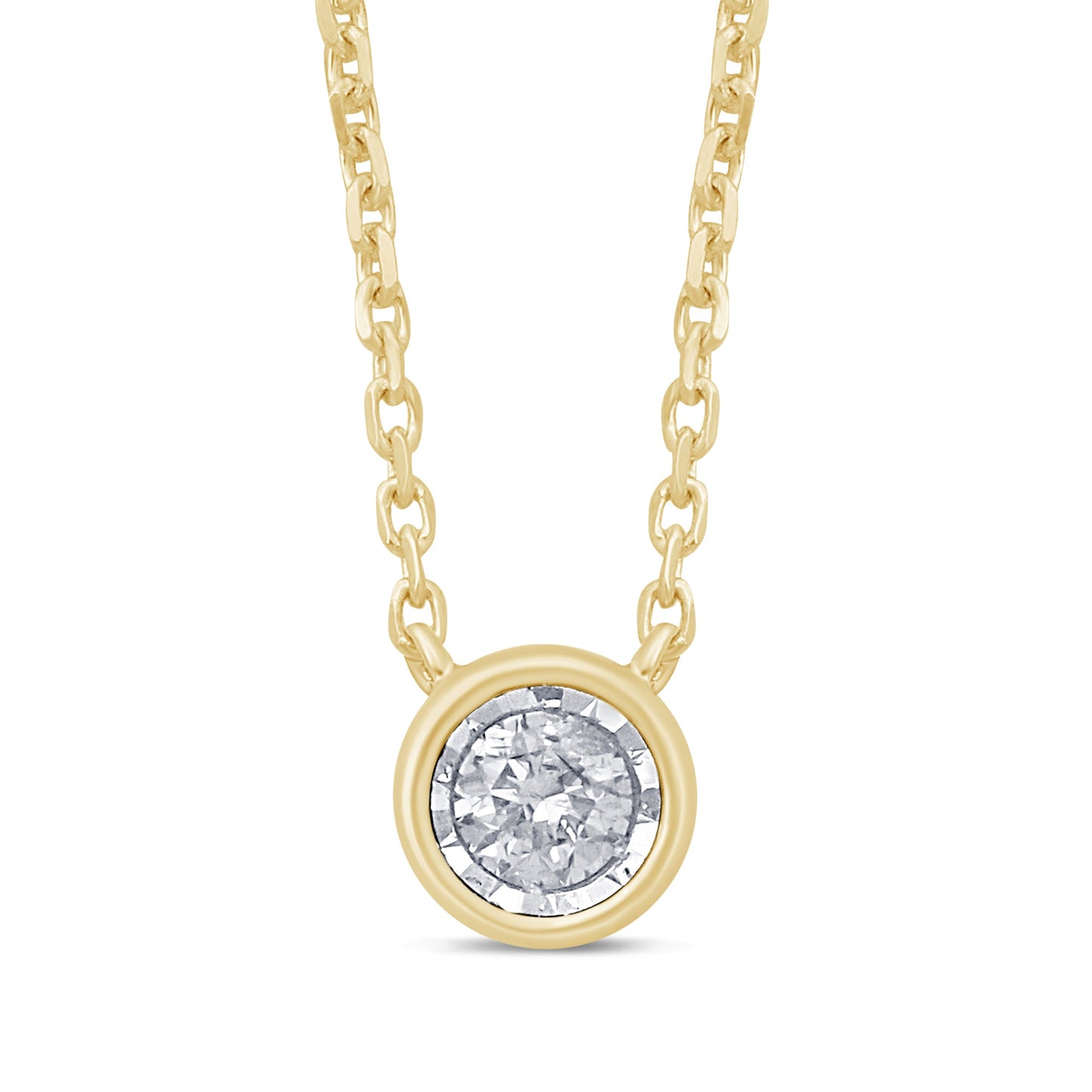 Muse Jewelry .10ct 14k Yellow Gold Diamond Solitaire Drop Bezel Pendant Necklace 18"