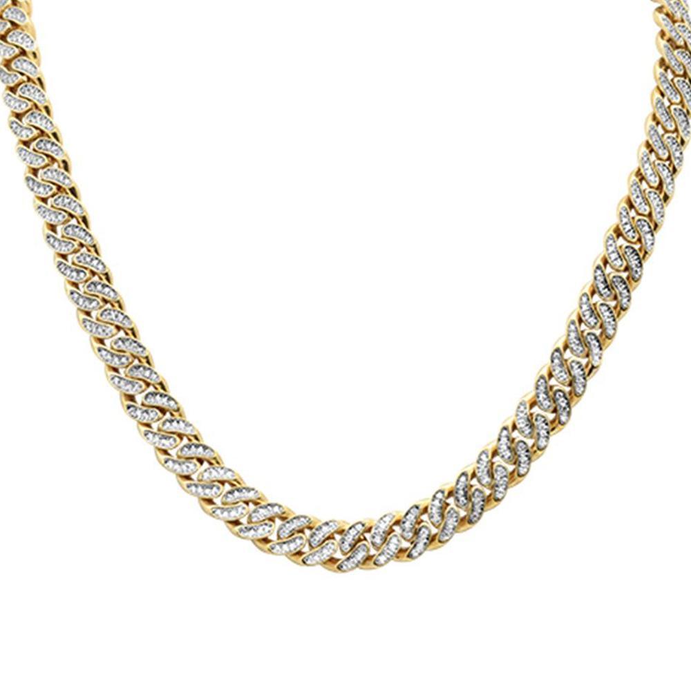 Muse Jewelry 7mm 3.54ct G SI 14k Yellow Gold Diamond Round Cuban Necklace 18"