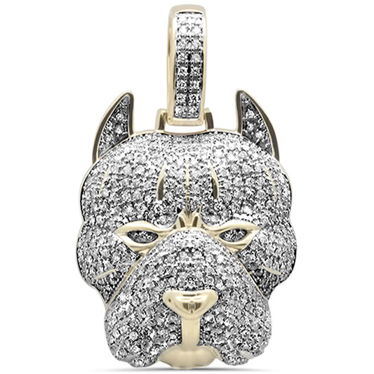 Muse Jewelry 1.53CT G SI 10KT Yellow Gold Diamond Micro Pave Iced Out Dog Charm Pendant