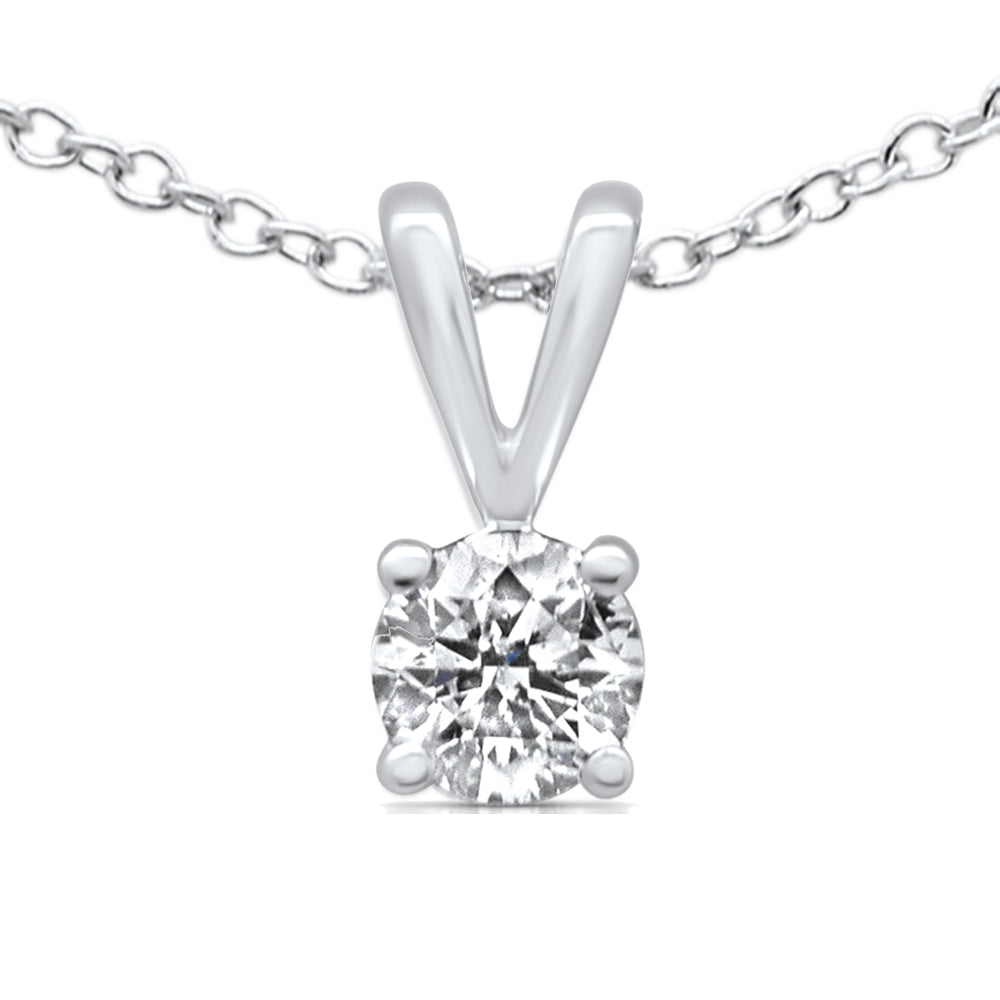 Muse Jewelry .51ct G SI 14K White Gold Diamond Solitaire Pendant Necklace 18" Long