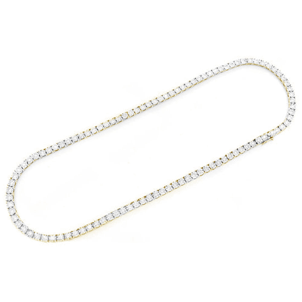 Muse Jewelry 2.26ct G SI 10K Yellow Gold Tennis Miracle Illusion Necklace 22"