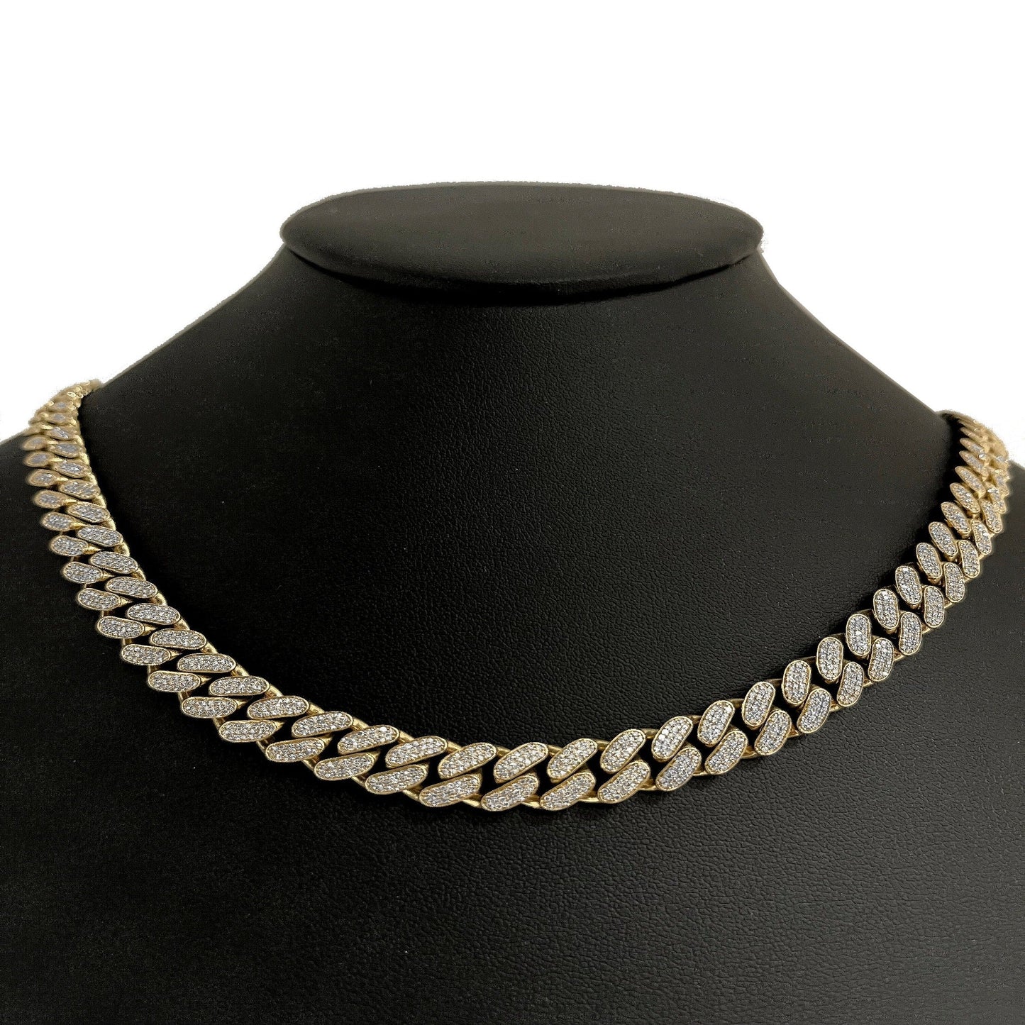 Muse Jewelry 9MM 8.98ct 14KT Yellow Gold Diamond Micro Pave Miami Round Cuban Link 22" Inches Necklace