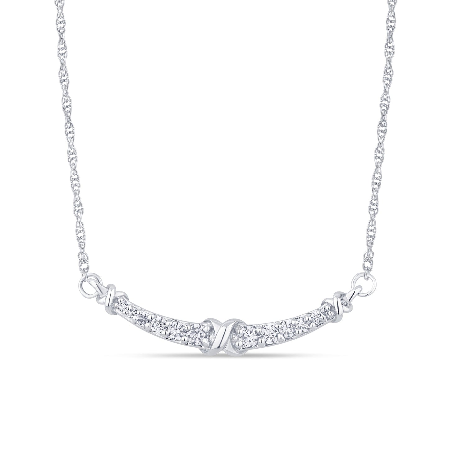 Muse Jewelry .19ct G SI 14K White Gold Curve Diamond Pendant Necklace 18"